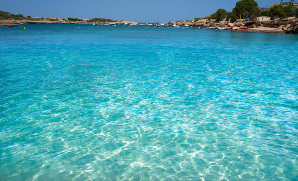 Ibiza Port D es Torrent beach in Balearics Ibiza Port D es Torrent beach in Sant Josep of Balearic Islands balearics stock pictures, royalty-free photos & images