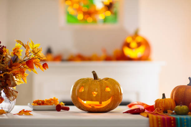 istock Family carving pumpkin for Halloween 1340047142