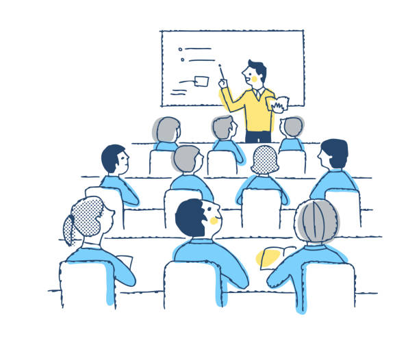 Scene of taking classes in the classroom People, students, many, indoors, lectures, schools, classrooms, education, teachers, lifestyle schoolgirl uniform stock illustrations