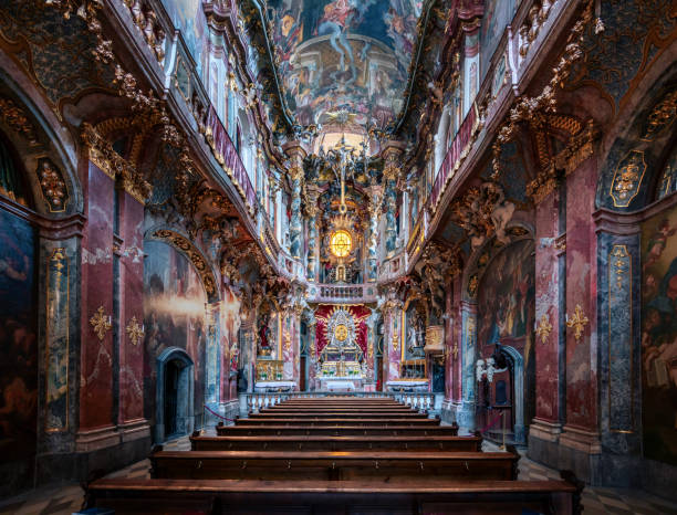 Munich, Germany - Nov 03, 2019: Asam Church Interior (Asamkirche) - Munich, Bavaria, Germany