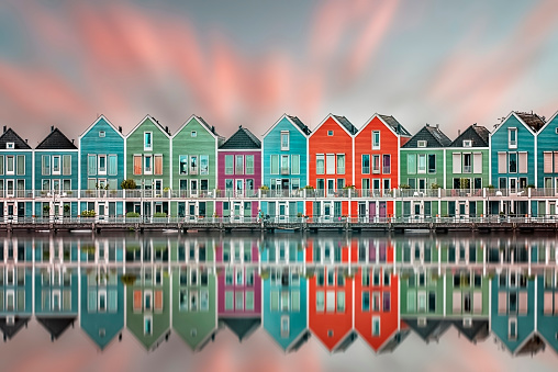 Colorful wooden houses in Holland