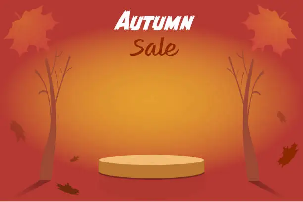 Vector illustration of Autumn sale podium