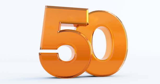 golden number 50 isolated on white background, 3d render of number seventy - 50 imagens e fotografias de stock