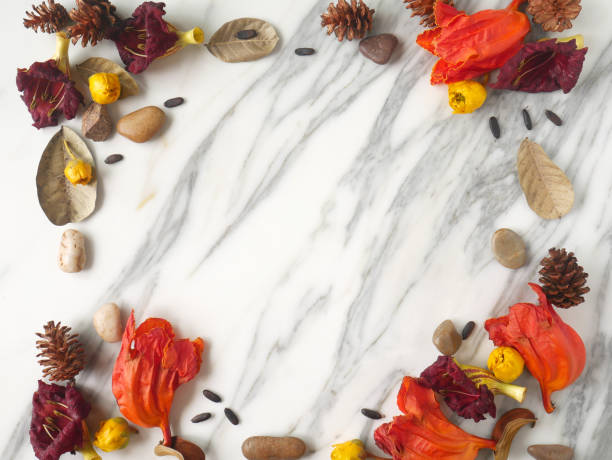 istock Autumn frame background isolated on a white marble with space for text 1340060213