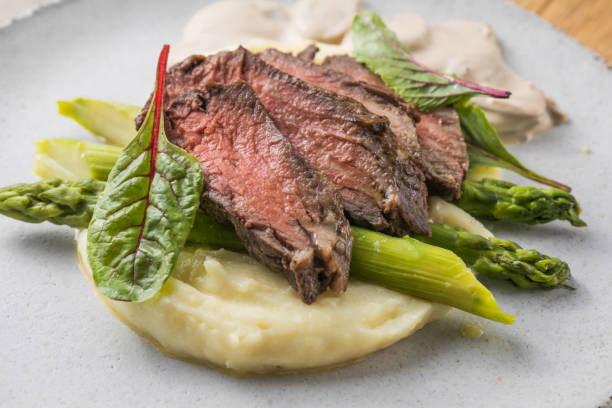 istock Traditional steak and mashed potatoes with blanched asparagus 1340060956