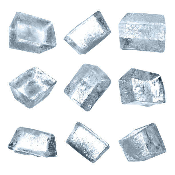 istock Set of ice cubes on white background 1340060991
