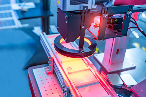 istock Robotic vision sensor camera system in intellegence cardboard box of product packaging 1340061838