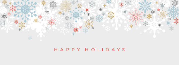modern christmas snowflake border background - happy holidays stock illustrations