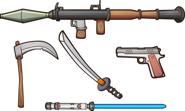 Assorted weapons vector art illustration