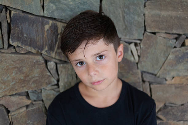 Portrait  of an 10 years old boy stock photo