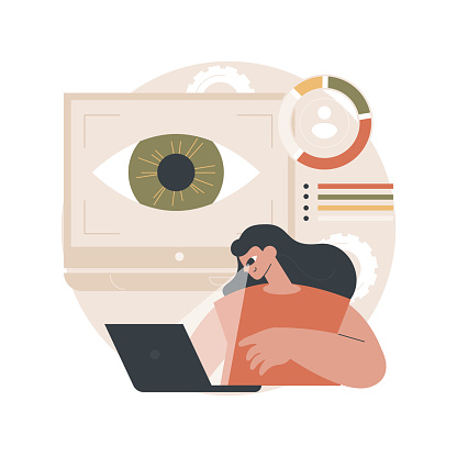 Eye tracking technology abstract concept vector illustration. Eye movement catching technology, gaze tracking, position sensor, innovative marketing, motion analyzing software abstract metaphor.