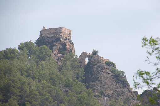 view of the ancient castle ruins on the mountain