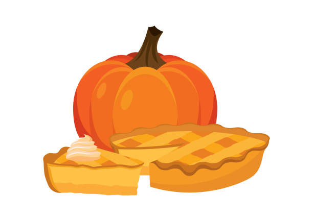 Sweet traditional pumpkin pie icon vector Pumpkin cake icon vector isolated on a white background. Thanksgiving sweet food icon october clipart stock illustrations