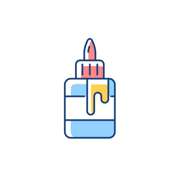 ilustraciones, imágenes clip art, dibujos animados e iconos de stock de icono de color rgb de la botella de pegamento - glue bottle isolated art and craft