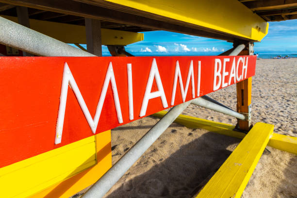 istock Miami Beach sign on Lifeguard tower 1340078997