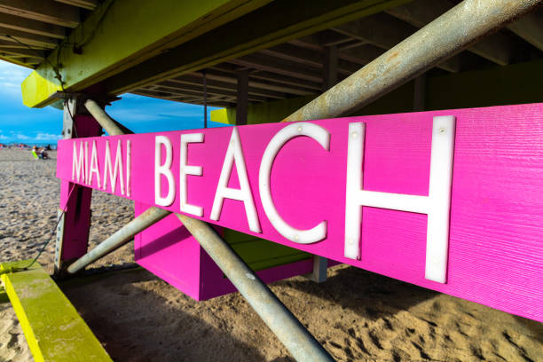 istock Miami Beach sign on Lifeguard tower 1340079050