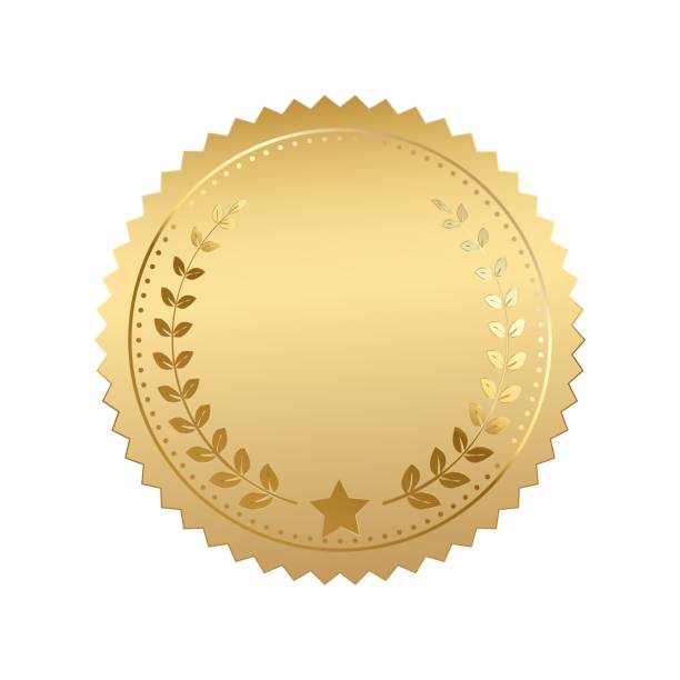 pusty złoty żeton, ilustracja wektorowa - seal stamper business medal certificate stock illustrations