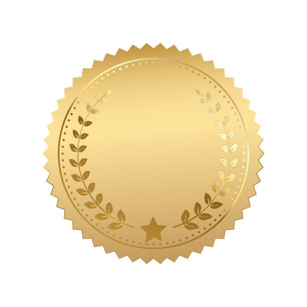 bildbanksillustrationer, clip art samt tecknat material och ikoner med blank gold token, vector illustration - certifikat