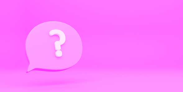 3D render talk ballon with a question mark sign icon.