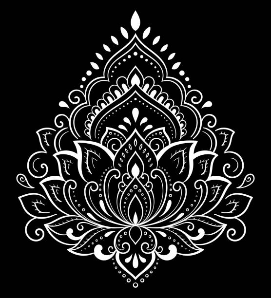 Lotus mehndi flower pattern for Henna drawing and tattoo. Decoration in oriental, Indian style. Doodle ornament. Outline hand draw vector illustration. Lotus mehndi flower pattern for Henna drawing and tattoo. Decoration in oriental, Indian style. Doodle ornament. Outline hand draw vector illustration. lotus flower drawing stock illustrations