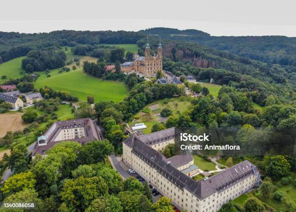 Vierzehnheiligen Monastery In Franconia Bavaria Stock Photo - Download Image Now - Bad Staffelstein, Above, Aerial View