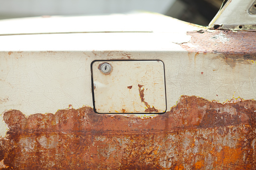 Fuel cap of old rusty car