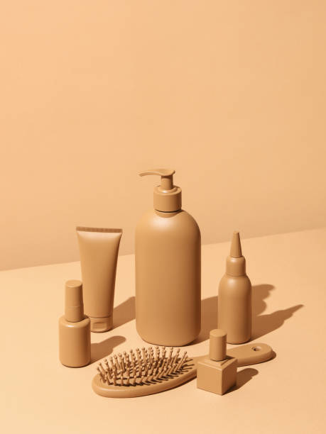 istock Cosmetic products in monochrome beige color 1340087563