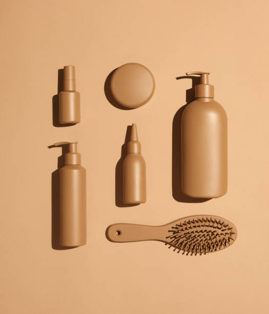 istock Cosmetic products in monochrome beige color 1340087581
