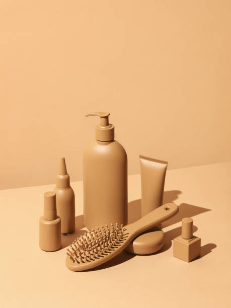istock Cosmetic products in monochrome beige color 1340087601