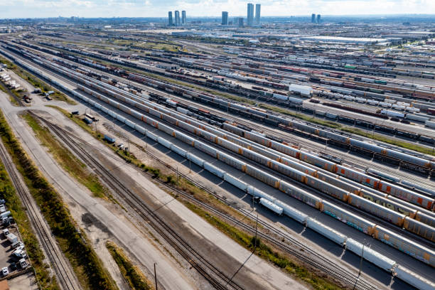 istock Aerial View of Rail Classification Yard, The MacMillan Yard, Maple, Vaughan, Canada 1340088869