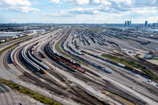 istock Aerial View of Rail Classification Yard, The MacMillan Yard, Maple, Vaughan, Canada 1340089051