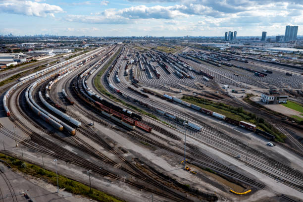 istock Aerial View of Rail Classification Yard, The MacMillan Yard, Maple, Vaughan, Canada 1340089156