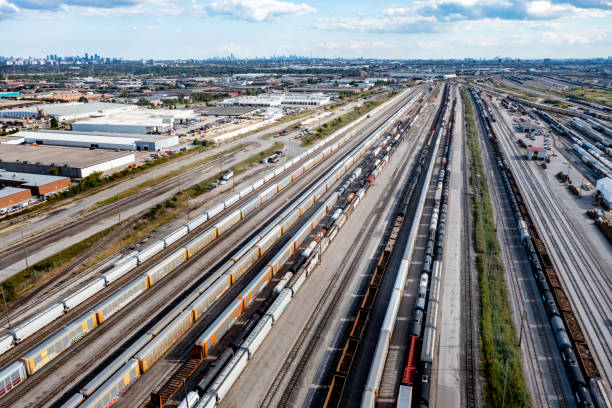 istock Aerial View of Rail Classification Yard, The MacMillan Yard, Maple, Vaughan, Canada 1340089200