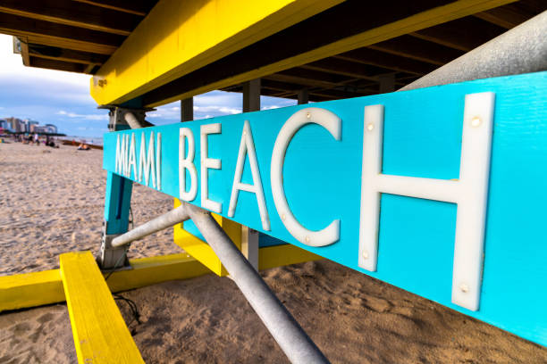 istock Miami Beach sign on Lifeguard tower 1340089410
