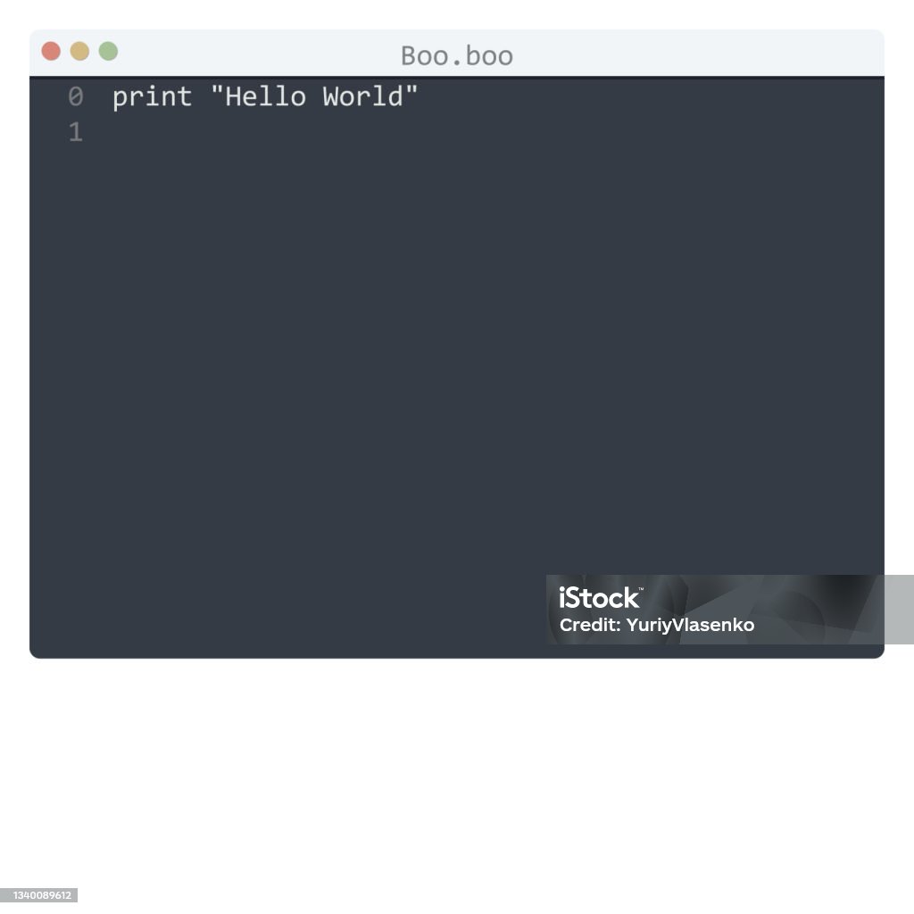 Boo Language Hello World Program Sample In Editor Window Illustration ...