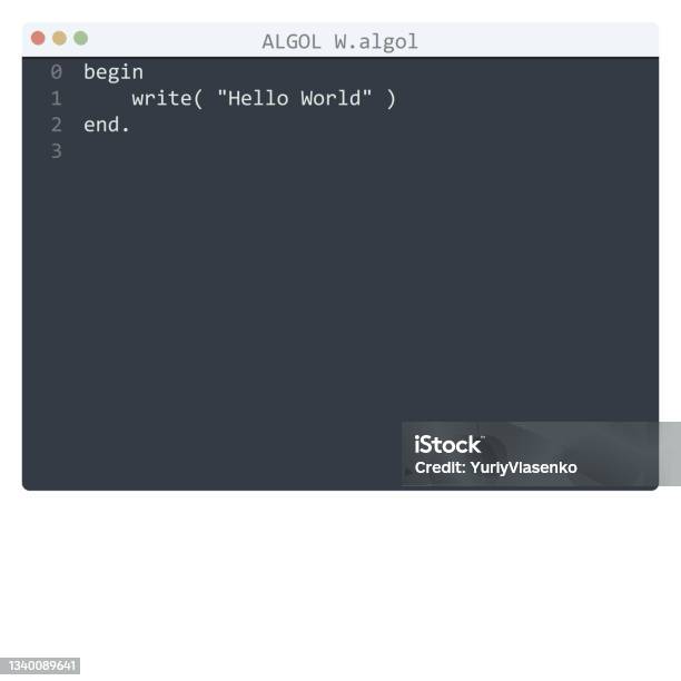 Algol W Language Hello World Contoh Program Dalam Ilustrasi Jendela ...