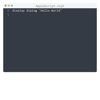 Applescript Programming Language Applescript Language Hello World Program Sample In Editor Window ...
