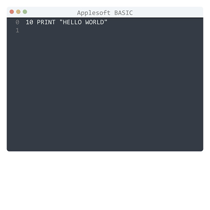 Applesoft Basic Language Hello World Program Sample In Editor Window ...