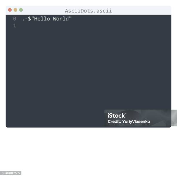 Helloworld Ascii Asciidots Language Hello World Program Sample In Editor Window ...