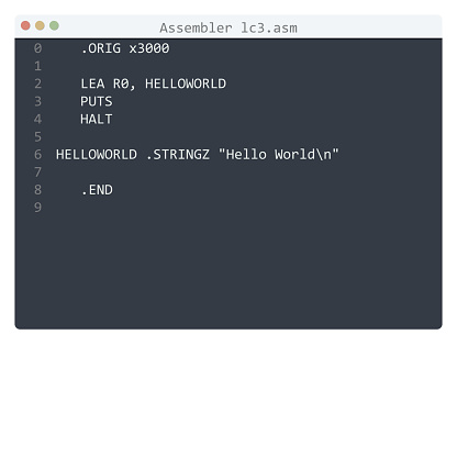 Assembler Lc3 Language Hello World Program Sample In Editor Window ...