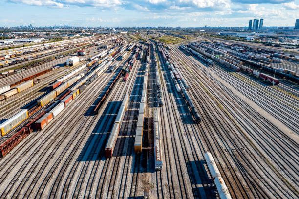 istock Aerial View of Rail Classification Yard, The MacMillan Yard, Maple, Vaughan, Canada 1340090421