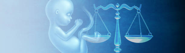Abortion Laws Concept Abortion laws and fetus rights law and reproductive justice as a legal concept for reproduction rights as legislation by government to decide legality concerning pro life or choice with 3D illustration elements. abortion photos stock pictures, royalty-free photos & images
