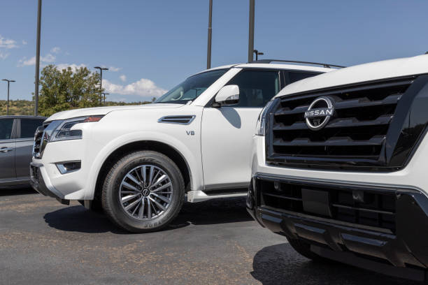 Nissan Armada display. Nissan is part of the Renault Nissan Alliance. Prescott - Circa September 2021: Nissan Armada display. Nissan is part of the Renault Nissan Alliance. armada stock pictures, royalty-free photos & images