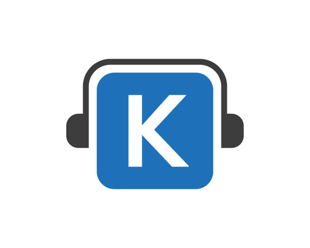 헤드폰 로고 에 k 편지. 레터 k 음악 로고 디자인 템플릿 헤드폰 개념 - letter k audio stock illustrations
