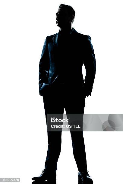 Full Length Silhouette Of Businessman In Suit Stock Photo - Download Image Now - In Silhouette, Men, Businessman