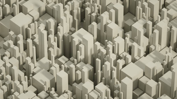 istock Cube Blocks, City Buildings, Skyscrapers, Abstract Geometric Background 1340097724