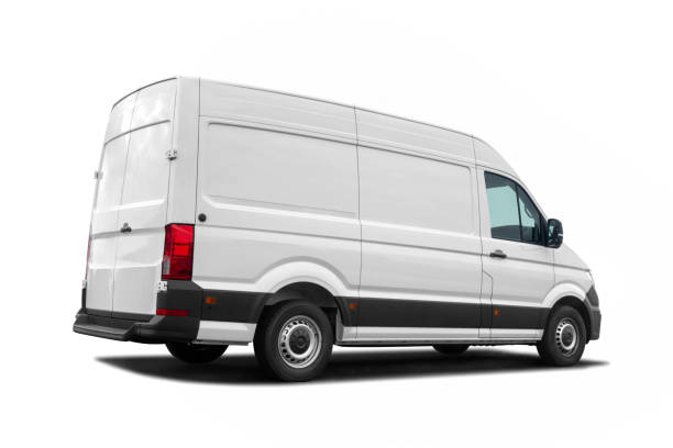 istock Side view of white van ready for branding 1340098155