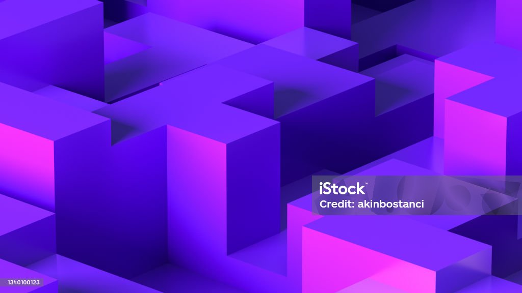 3D Abstract Iridescent Geometric Shapes Background 3d rendering of abstract iridescent geometric shapes background. Color gradient. Abstract Stock Photo
