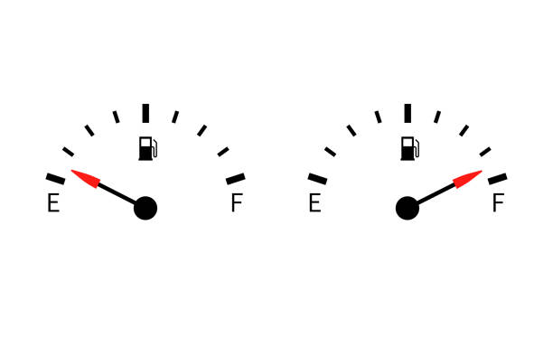 zestaw ikon pełnego paliwa. wskaźnik paliwa. wektor. ilustracja stockowa - gas gauge full empty stock illustrations