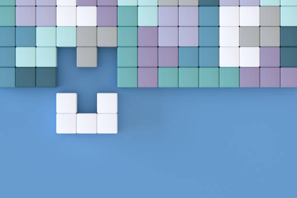 istock 3D Abstract geometric shapes background, logic game 1340100660
